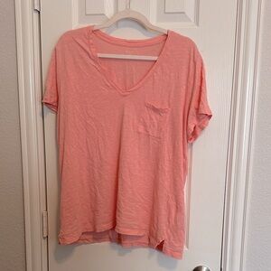 Madewell Coral Short Sleeve V-Neck Tee